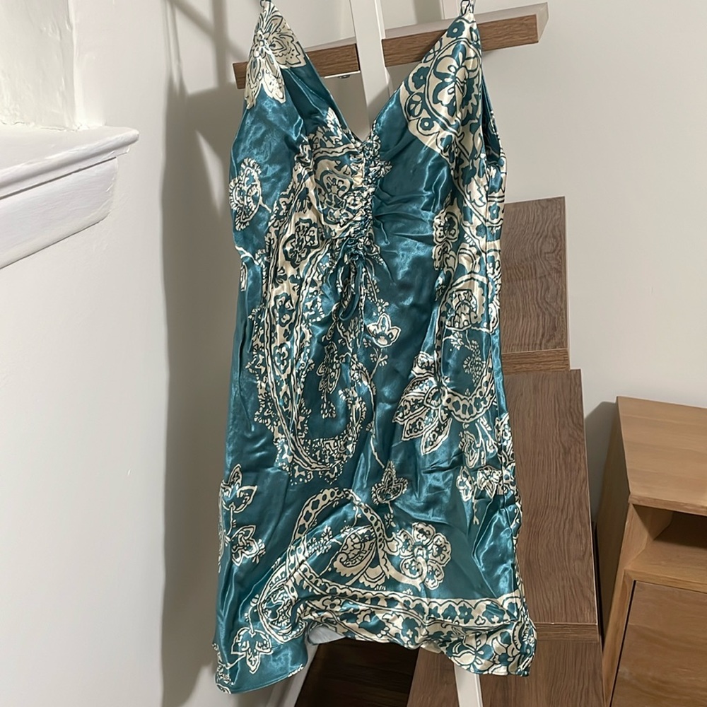 Satin paisley mini dress